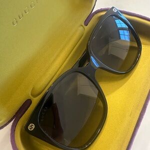 Gucci Black Sunglasses with Gold Accent